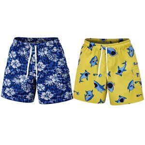 Men’s 2 Pack Cargo Swim Shorts Quick Dry Mesh Liner Beach Board Trunks, NEW
